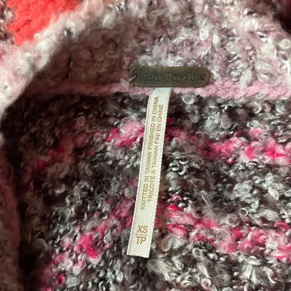 Free People Gather Me CLose Cardigan Womens XS Pink Orange Floral Knit Sweater - Picture 4 of 9